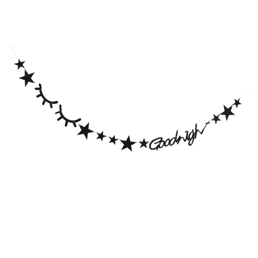 Star Eyelashes Flags Bunting Goodnight Banner Kids Birthday Party Decor