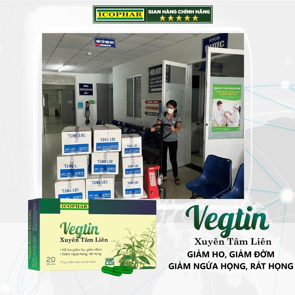 Viên uống giảm ho VEGTIN XUYÊN TÂM LIÊN - Hỗ trợ trị ho, giảm ho, tiêu đờm, đau họng, ngứa rát họng - Hiệu quả cao