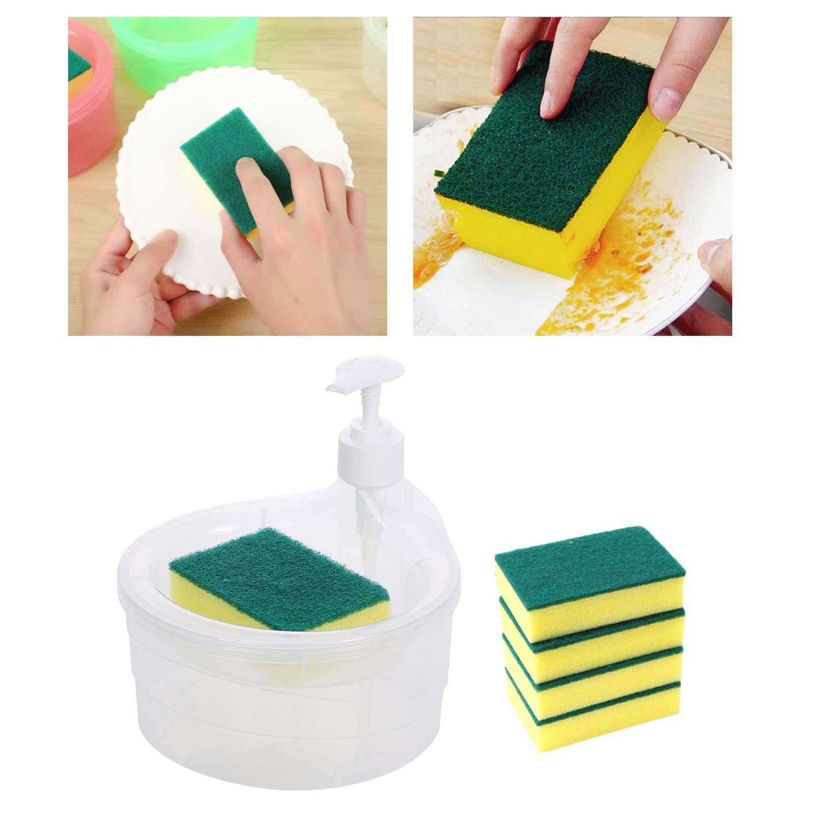 Soap Dispenser and Scrubber Holder 5 Sponge Sink Dish Washing Soap Dispenser