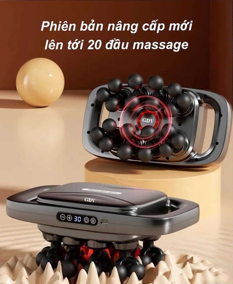 [Tặng củ sạc + cáp sạc] Máy Massage Toàn Thân Cầm Tay , Máy Mát Xa Đấm Lưng, Chân, Tay, Vai, Cổ 20 Đầu GDV S3C-20C - Hàng Chính Hãng
