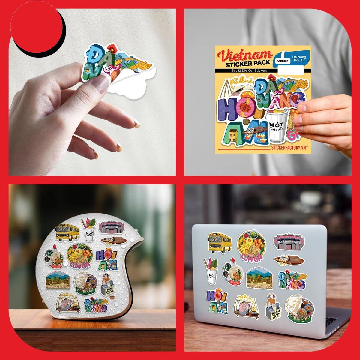 Bộ 12 Hình Dán Da Nang Hoi An - Die Cut Sticker Pack - Stickerfactory PACK013