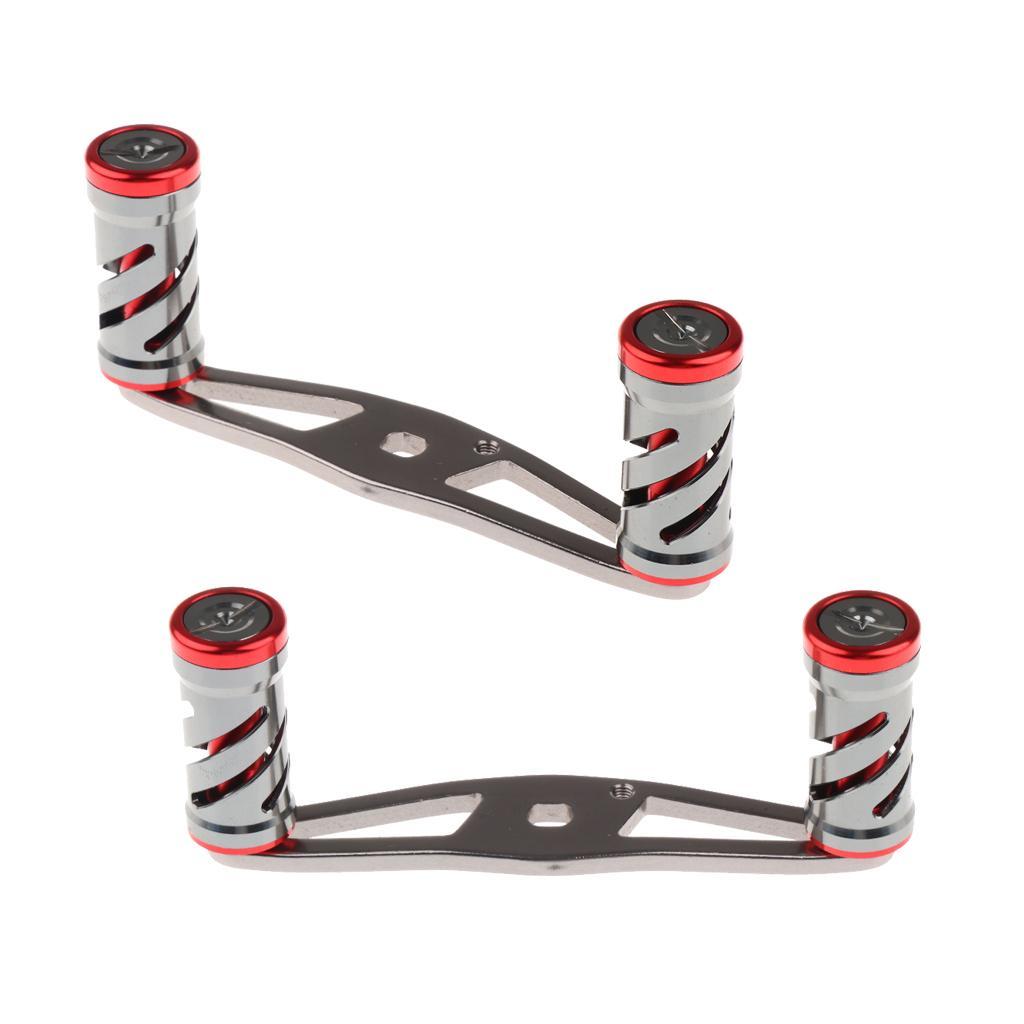 2 Pieces Fishing Tools Durable and Economical Strong Aluminum Alloy Fishing Reel Handle for Baitcasting Fishing Reel Rocker Red