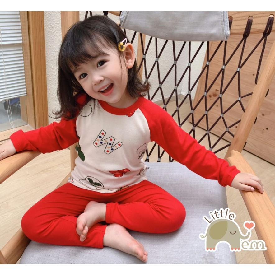 Bộ đồ bé trai/ bé gái Cotton xuất Nhật dài tay _ Red M