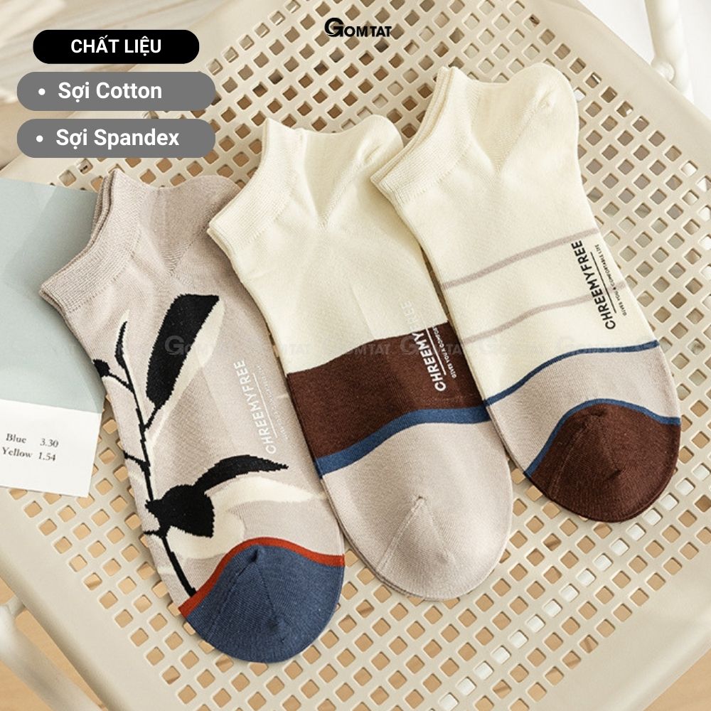 Set 3 đôi tất nam cổ ngắn trẻ trung năng động, vớ cổ thấp nam chất liệu cotton cao cấp - CHEMMY-PO-3032-CB3