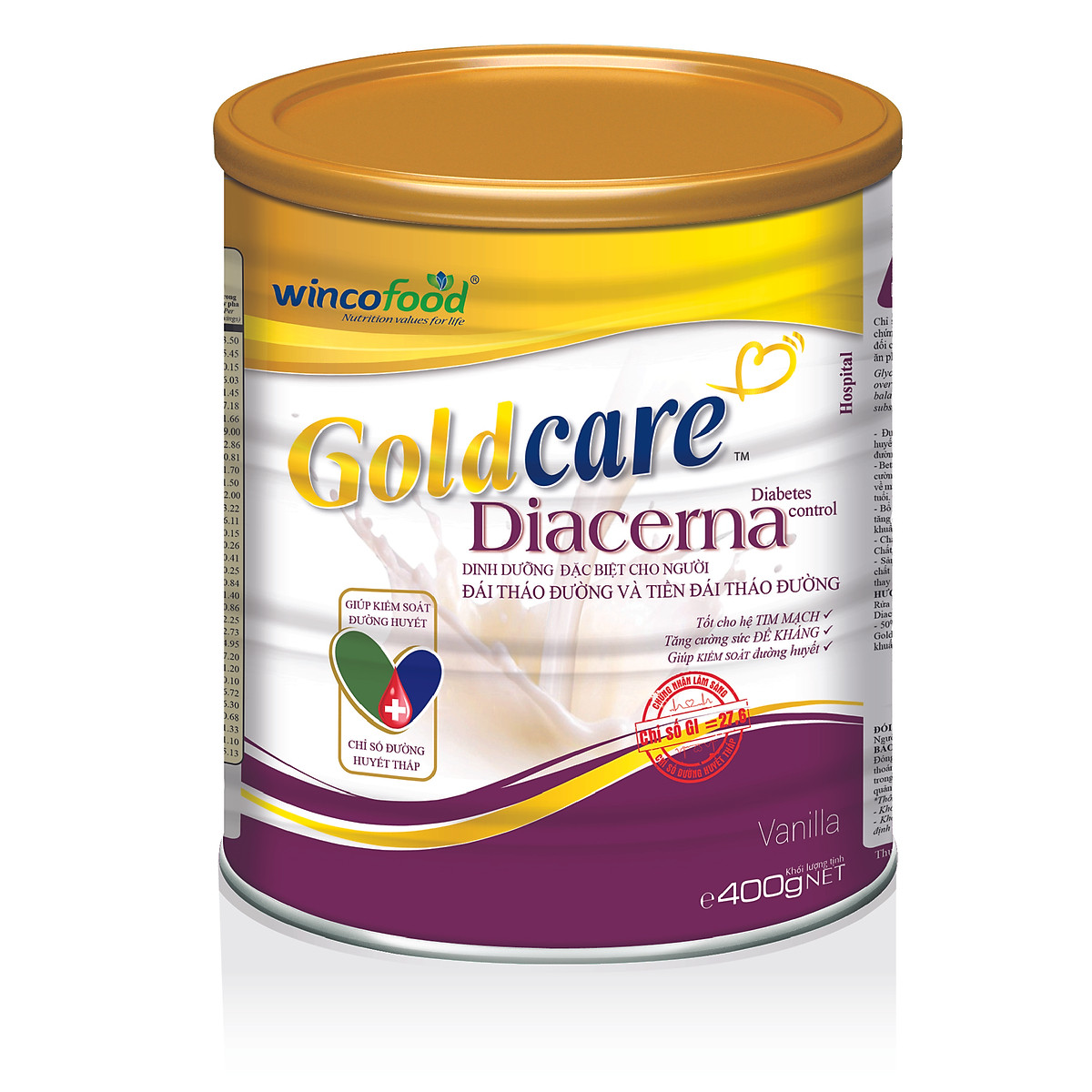 Sữa GOLDCARE DIACERNA 900g: dành cho người đái tháo đường và tiền đái tháo đường giúp ổn định đường huyết