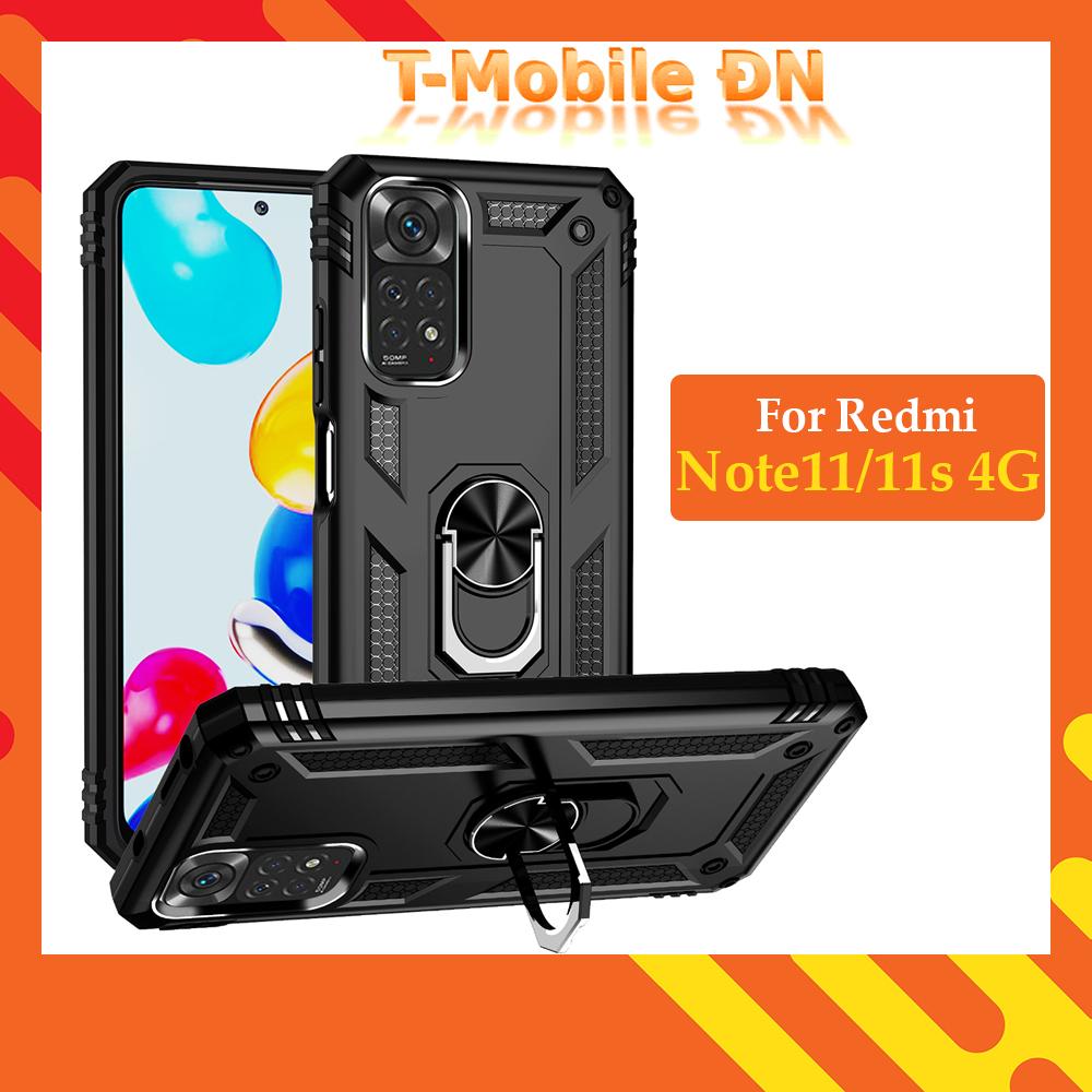 Ốp lưng cho Xiaomi Redmi Note 11 11S 4G chống sốc 2 lớp kèm nhẫn iring làm giá đỡ