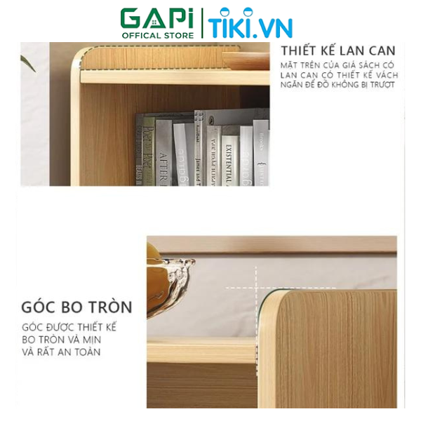 Kệ sách rút gọn thông minh GAPI, giá sách linh hoạt đa năng nhiều ngăn, kệ gỗ trang trí phòng khách GP209
