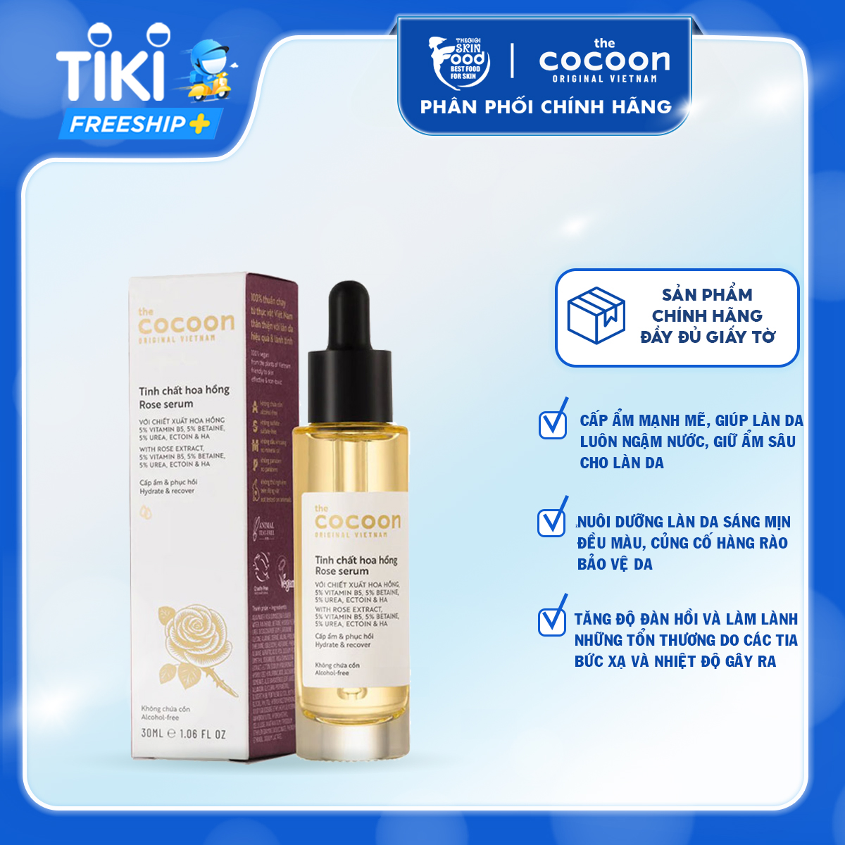 Tinh Chất Cấp Ẩm Và Phục Hồi Da Chiết Xuất Hoa Hồng Cocoon Rose Serum