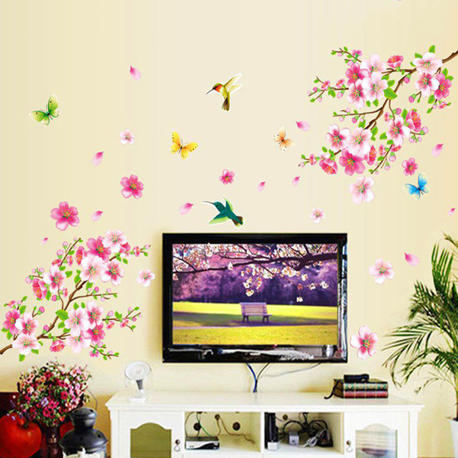 Decal Dán Tường Cành Đào Hồng 3 Binbin PK162
