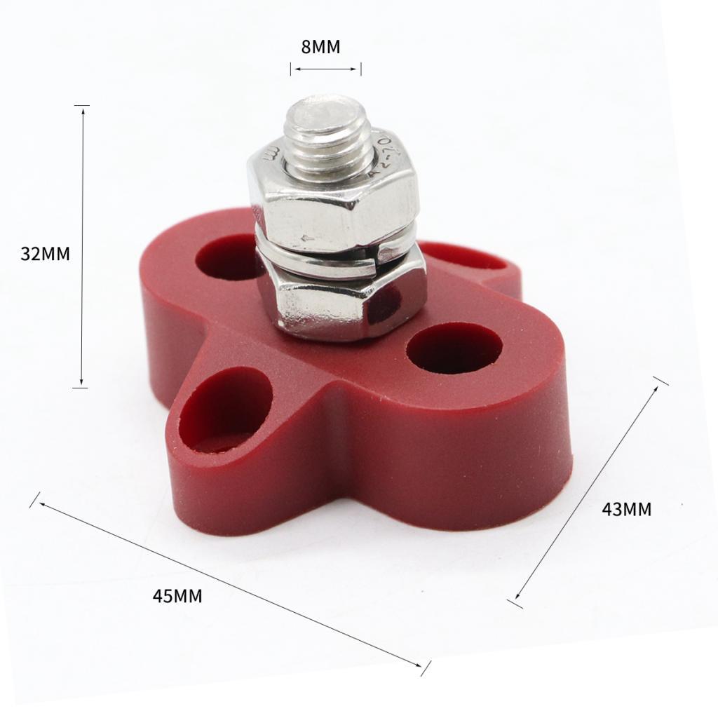 Red DC48V Single M8 Terminal Stud Bus Bar Power Distribution Box for Boat