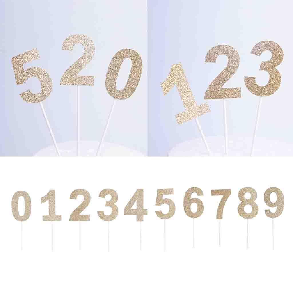 Glitter 0-9Cupcake Pick Cake Topper Baby Shower Birthday Anniversary Decor