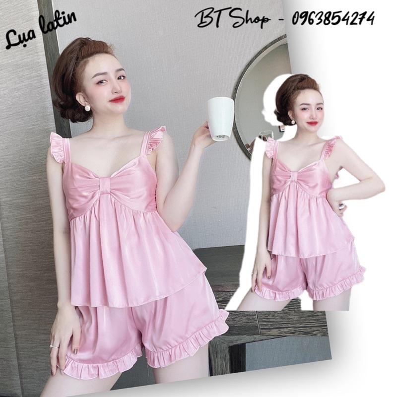 Đồ bộ ngủ mặc nhà lụa latin màu trơn freesize 42-57kg