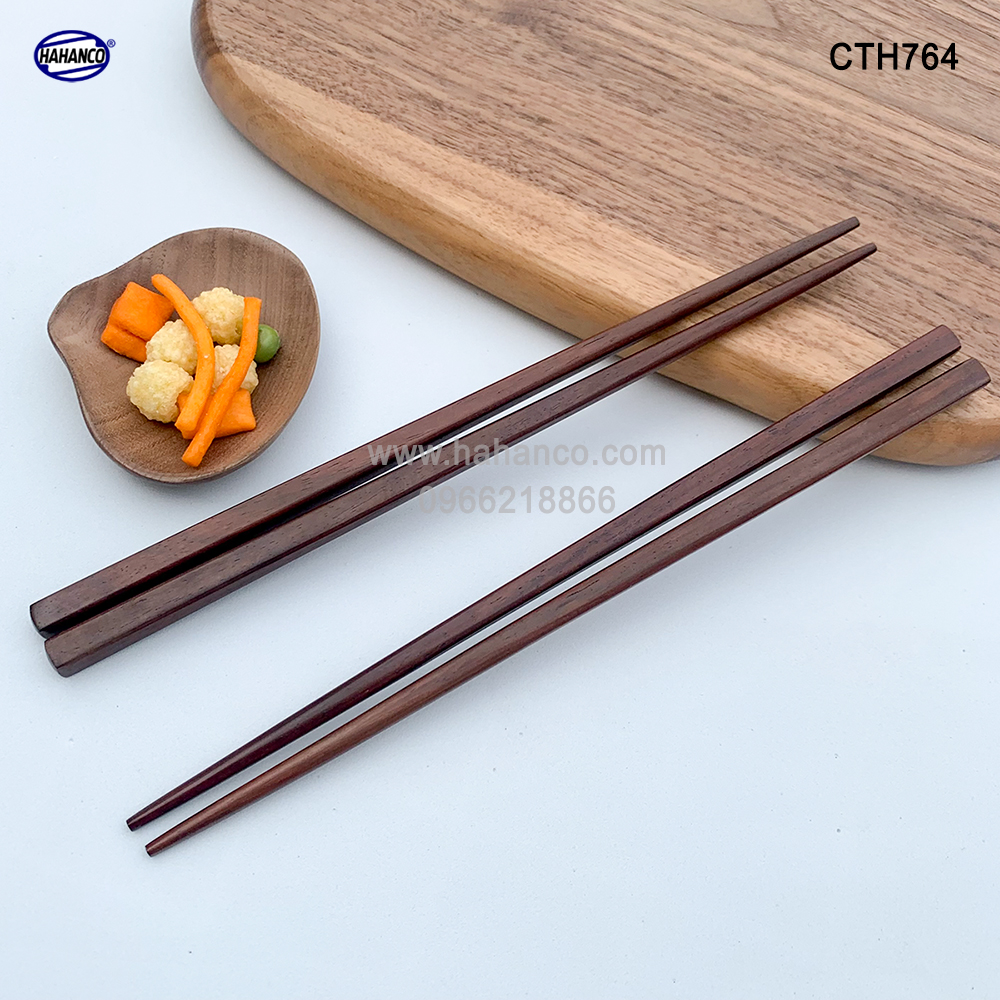Đũa Nhật gỗ trắc đầu vuông xuất Nhật siêu sạch (10 đôi) - gỗ tự nhiên an toàn cho sức khỏe - CTH764 - Chopstick of HAHANCO