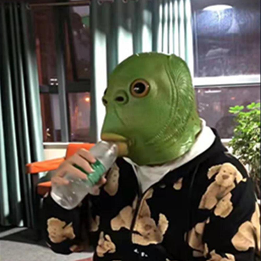 Mặt nạ đội đầu hình nàng tiên cá màu xanh lá cây ngộ nghĩnh,bằng cao su trọng lượng nhẹ,