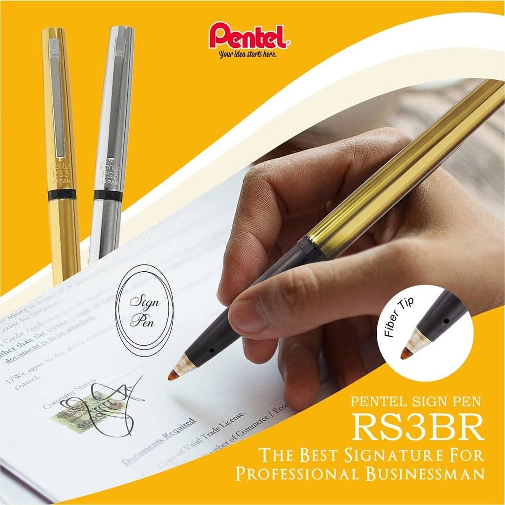 Bút Ký Cao Cấp Pentel RS3 Ngòi 0.8mm Mực Xanh | 2 Màu Vỏ