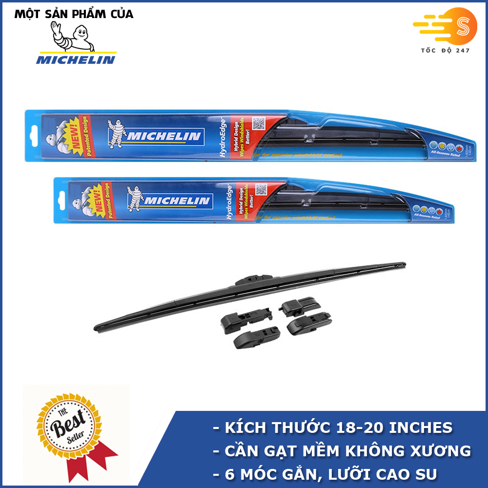 Bộ 2 cần gạt mưa mềm cao cấp Michelin Nhiều kích thước đa dụng dễ dàng tháo lắp
