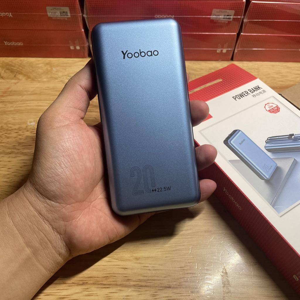 Sạc dự phòng 20000mah Yoobao LC6 tích hợp dây cáp sạc nhanh 22.5W và 2 cổng input - hàng nhập khẩu chính hãng