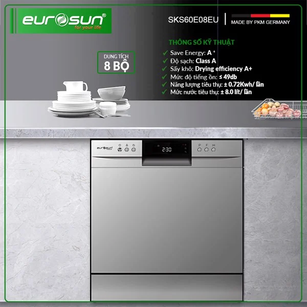 Máy rửa bát EUROSUN SKS60E08EU - HÀNG CHÍNH HÃNG