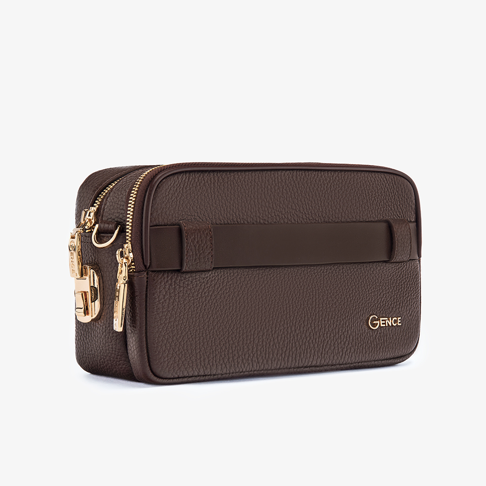 Clutch Cầm Tay Khóa Vân Tay Da Bò Mill RB09 Màu Nâu