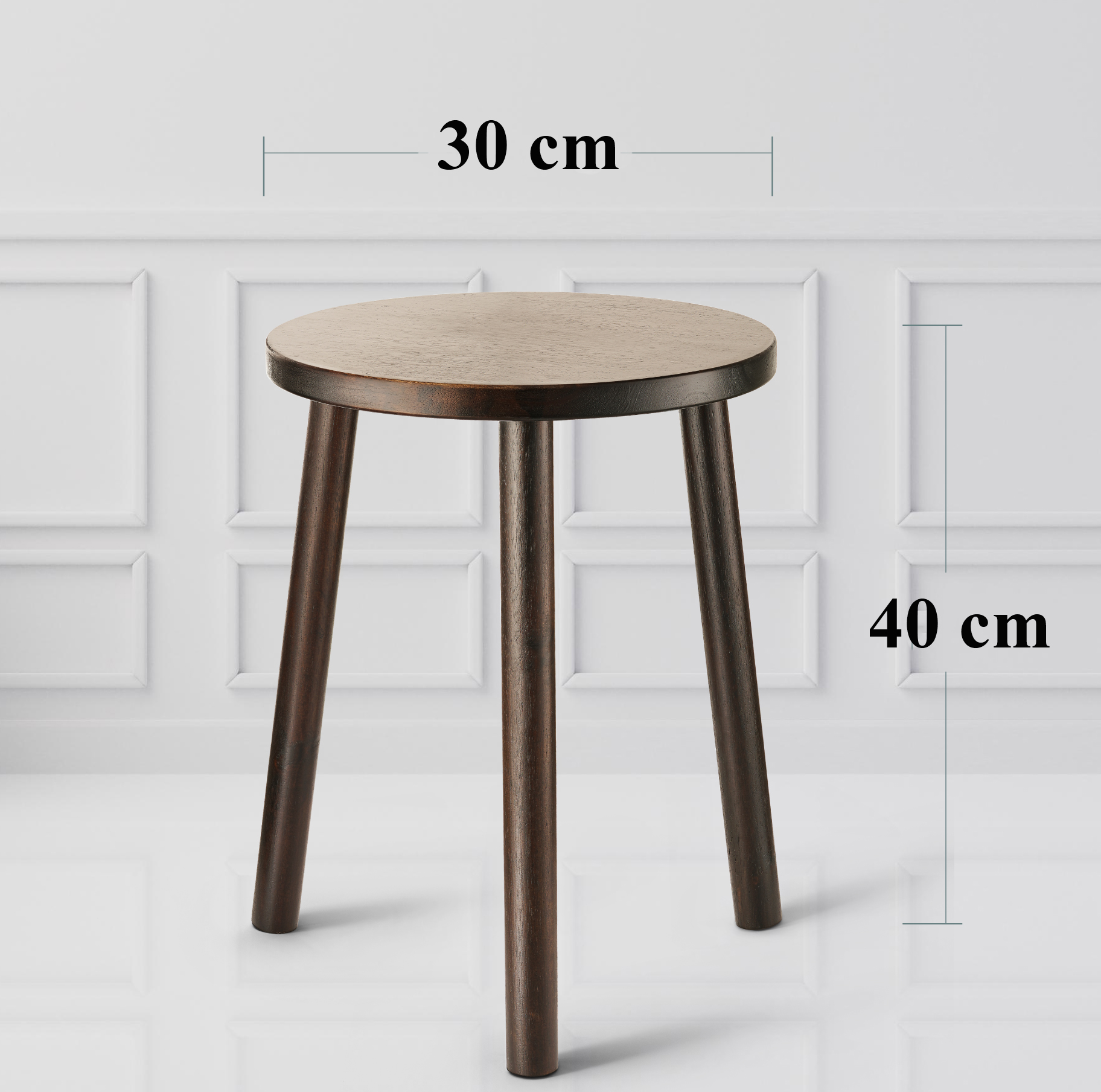 (Bộ 2) Kệ Giá Tròn Nhỏ Đỡ Chậu Hoa Đôn Gỗ Phong cách Mid-Century Bàn Trà Bàn Coffee Màu Đen 40x30 cm