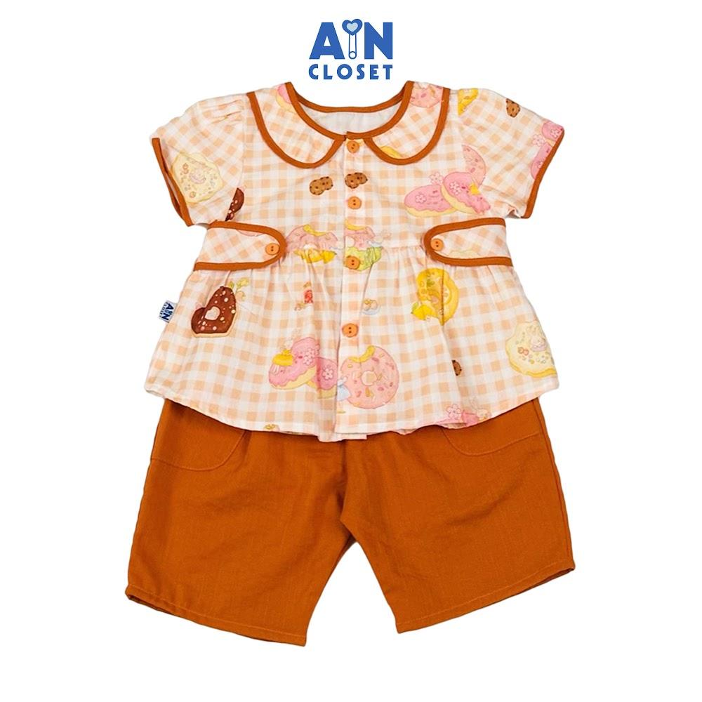 Bộ quần áo Lửng bé gái họa tiết Bánh Vòng Cam cotton - AICDBGI02ET3 - AIN Closet