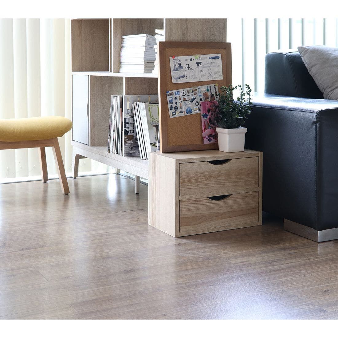 SB Furniture, Looms, Jayden-F Storage Box with Drawers, Solid Oak Color, W40XD24XH30 cm.