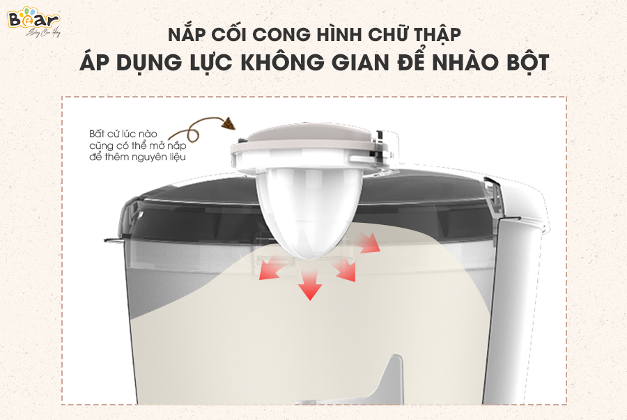 Máy Trộn Ủ Bột, Máy Làm Bánh Mỳ Gia Đình BEAR HMJ-A50B1 Dung Tích 5 Lít Công Suất 200 W - Hàng Nhập Khẩu