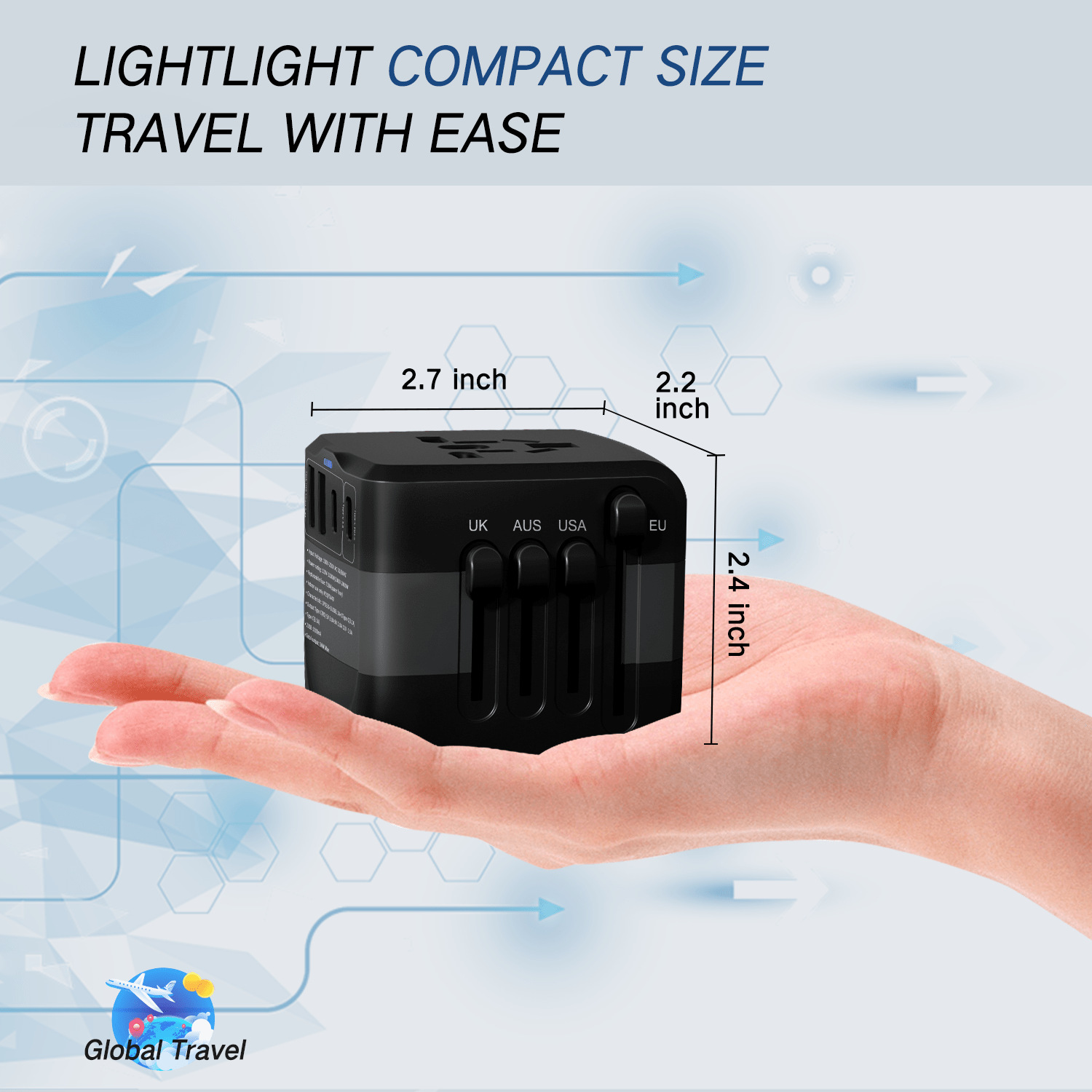 Ổ cắm chuyển đổi du lịch GSM PD20W, phích cắm sạc nhanh Bộ chuyển đổi 2u+2c, ổ cắm đa năng 2 cổng usb 2 cổng type C điện travel power outlet travel adapter worldwide travel