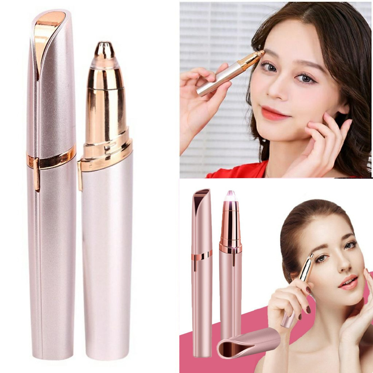 Máy Cắt Tỉa Lông Mày, Chân Mày An Toàn, Tiện Lợi - Bút Tỉa Lông Mày flawlessbrows, Lông Tơ Mặt, Ria Mép