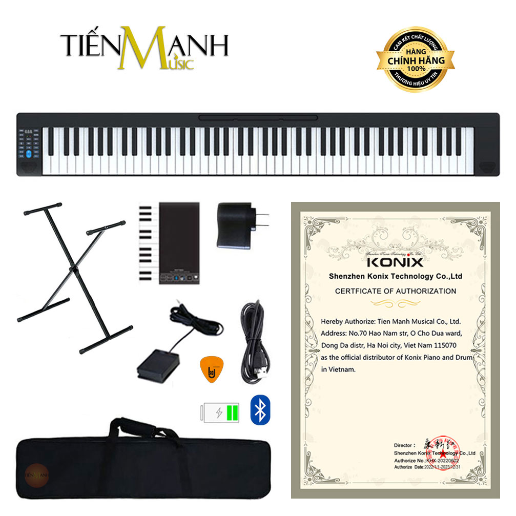 Đàn Piano Điện Konix PJ88Z - Đàn, Chân, Bao, Nguồn - 88 Phím cảm ứng lực Midi Keyboard Controllers PJ88 Hàng Chính Hãng - Kèm Móng Gẩy DreamMaker