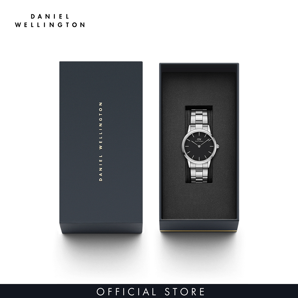 Đồng hồ Nam, Nữ Daniel Wellington dây thép không gỉ - Iconic Link mặt đen - vỏ
