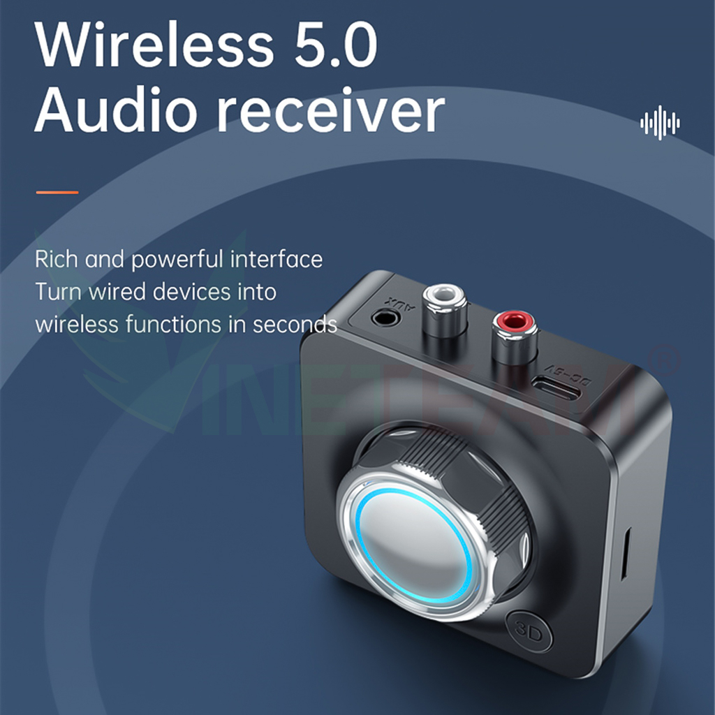 Bộ Chuyển Đổi Không Dây Bluetooth 5.0 Vinetteam C39/BR-04 Hỗ Trợ Âm Thanh Đa Chức Năng TF AUX 3.5mm RCA Cho Loa Ô Tô Tai Nghe Bluetooth Biến Loa Thường Thành Loa Bluetooth - Hàng Chính Hãng