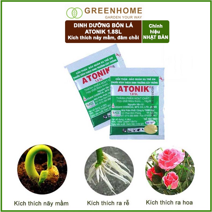 Chế phẩm kích thích sinh trưởng cây trồng Atonik, gói 10ml, chuyên hoa Lan, hoa Hồng, cây cảnh |Greenhome