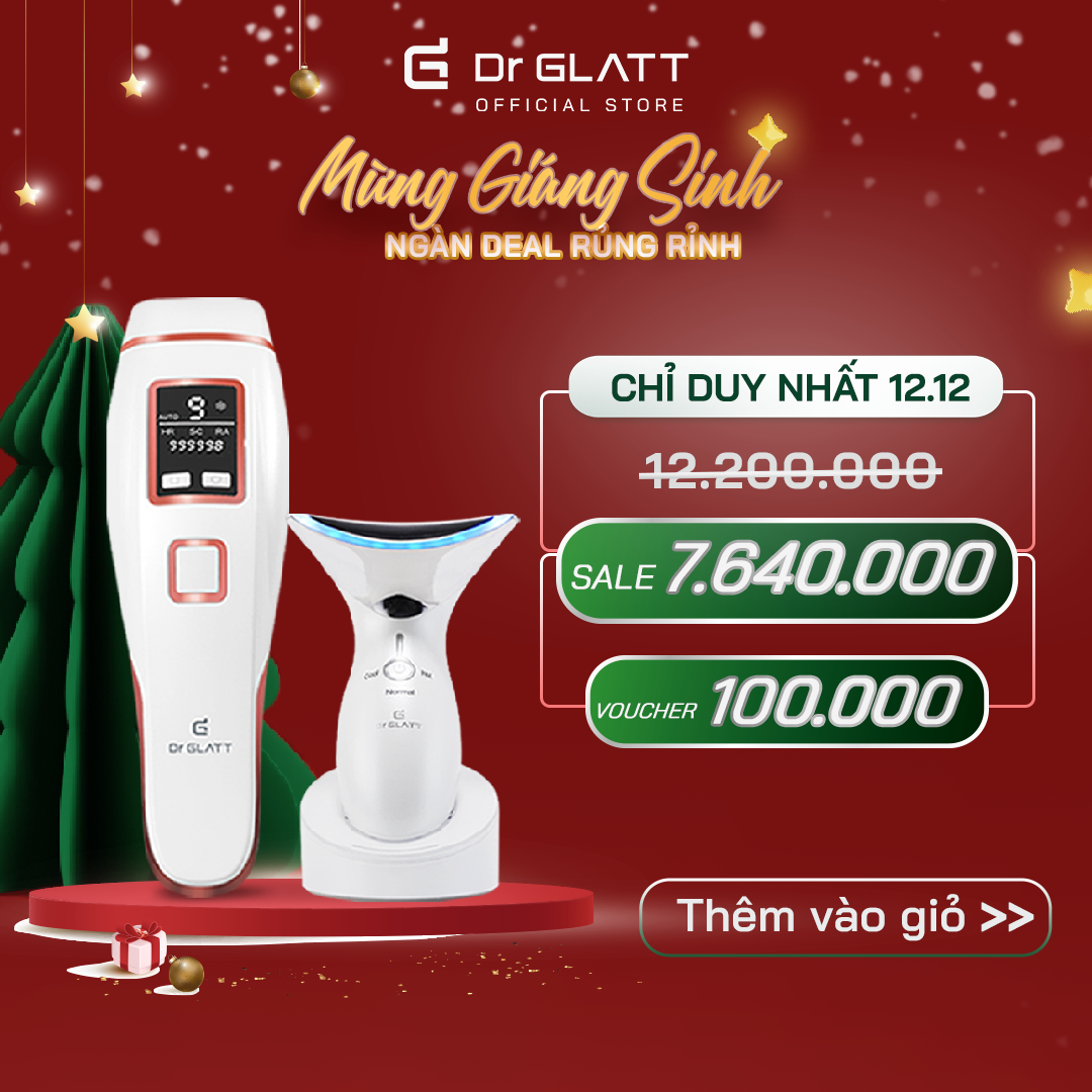 Set máy triệt lông mini đa năng và máy massage mặt - triệt lông vĩnh viễn, nâng cơ chống nhăn, tăng sinh collagen DR GLATT
