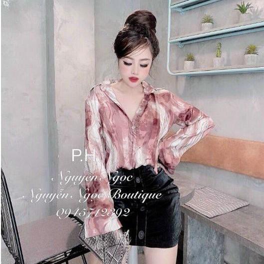 Áo Sơ Mi Loang Chất Lụa Tơ Mềm Mát Siêu Hot