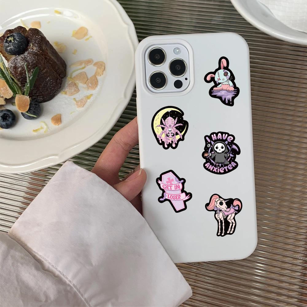 Sticker gothic đen tím hoạt hình cute trang trí mũ bảo hiểm, guitar, ukulele, điện thoại, sổ tay, laptop-mẫu S32