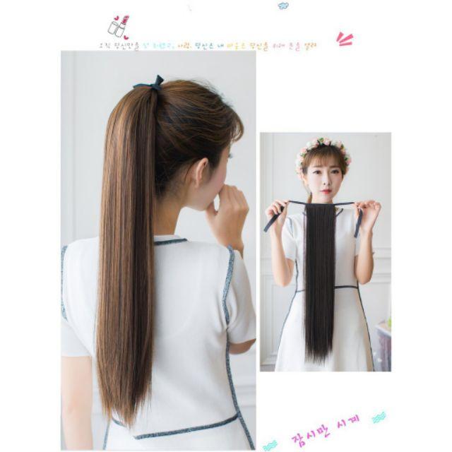 Tóc giả cột ️️ ️️ cột thẳng dài kèm ảnh thật