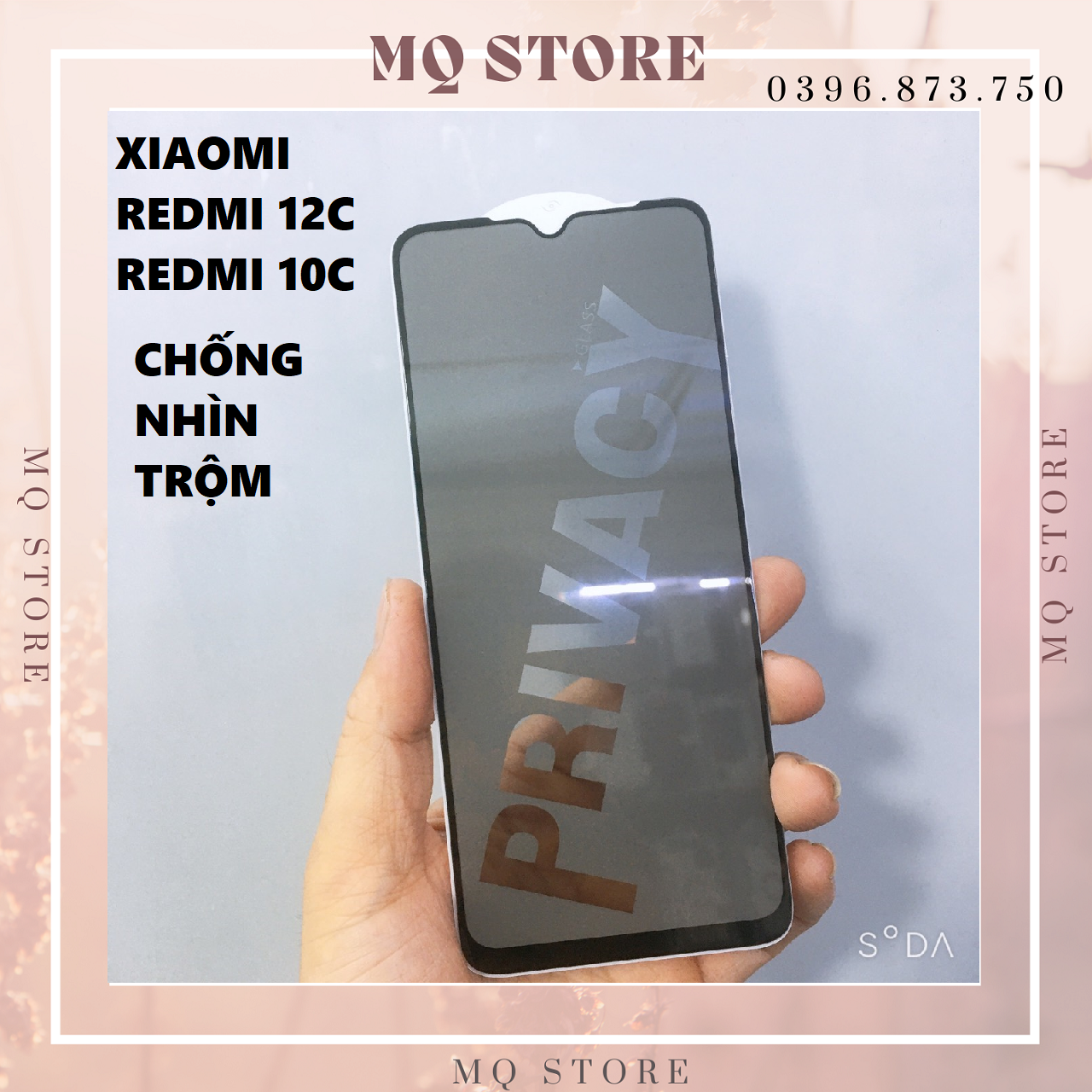 Kính cường lực cho Xiaomi Redmi 12C/. 10C chống nhìn trộm full màn hình cao cấp