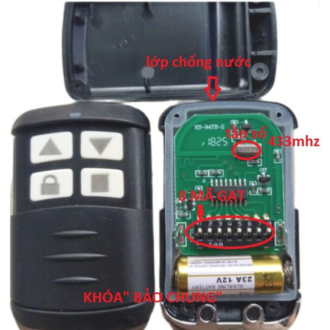 Remote điều khiển cửa cuốn 8 mã gạt tần số 433mhz có chống nước(copy gạt mã)