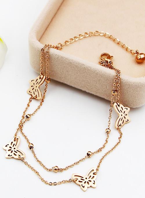 Lắc Chân Titan dây đôi hình bướm dễ thương LCN157