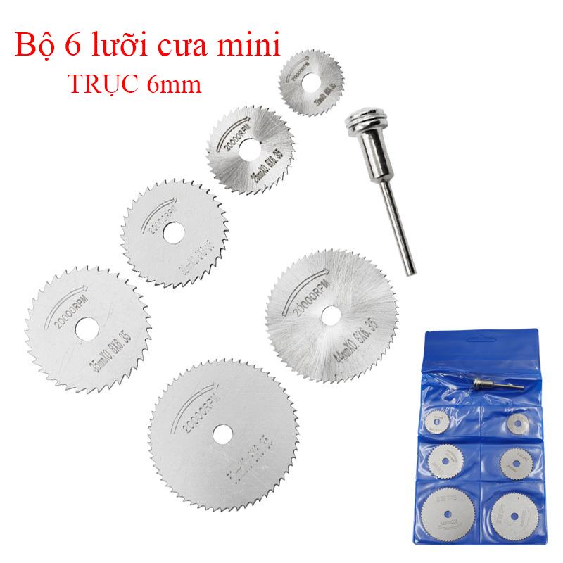 Bộ 6 lưỡi cưa mini 22-50mm thép gióH S S lưỡi cắt mini gắn máy khoan trục 6mm bộ chuyển đổi máy khoan sang cưa mini
