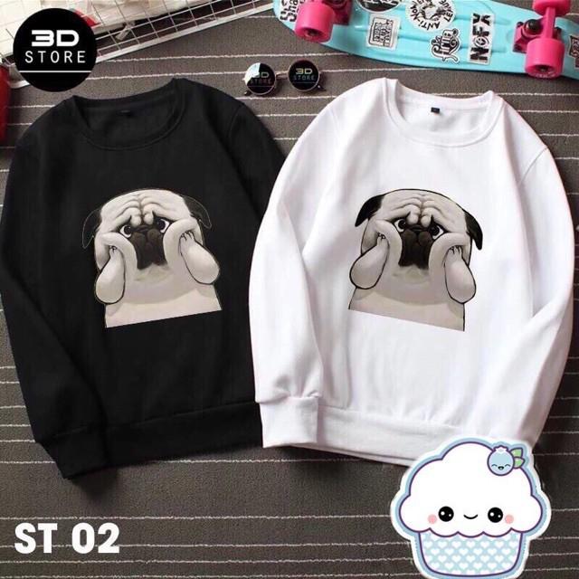 &quot; RẺ &quot; Áo sweater Unisex vải nỉ bông hình cún style THỜI TRANG THU ĐÔNG