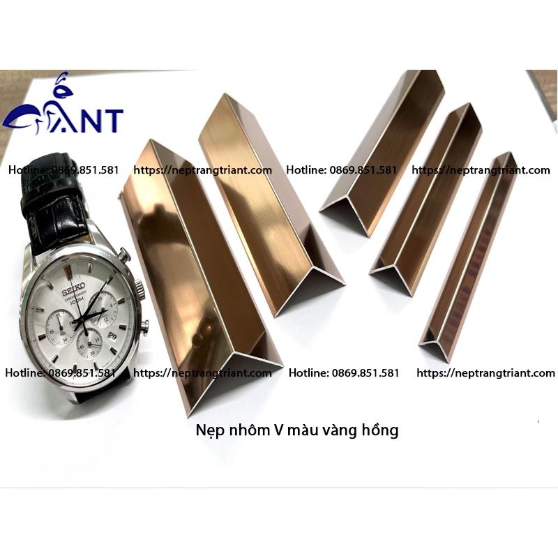 Nẹp nhôm v30 vàng hồng, nẹp nhôm chữ V, thanh V nhôm, nẹp trang trí dễ thi công