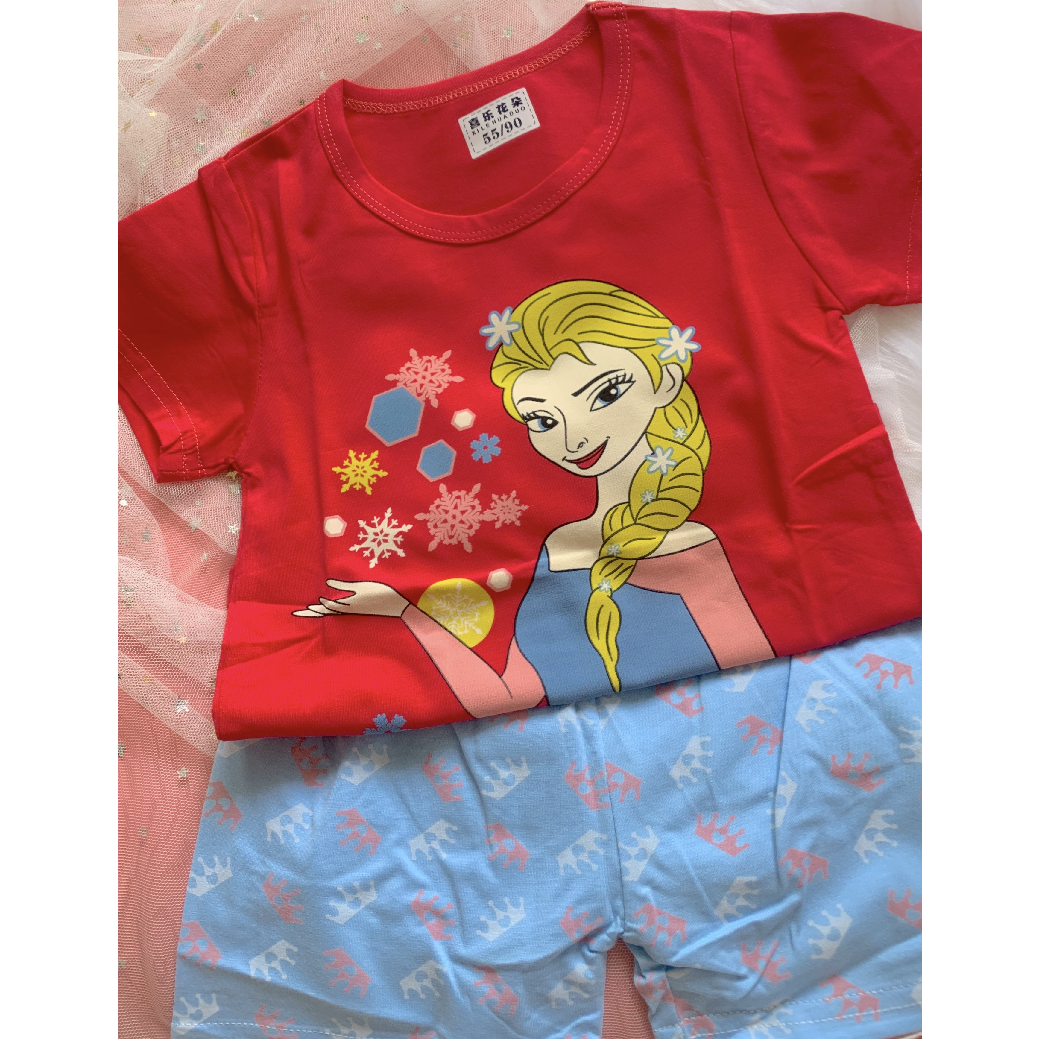 Bộ cotton xuất hàn cho bé gái size 10-12kg