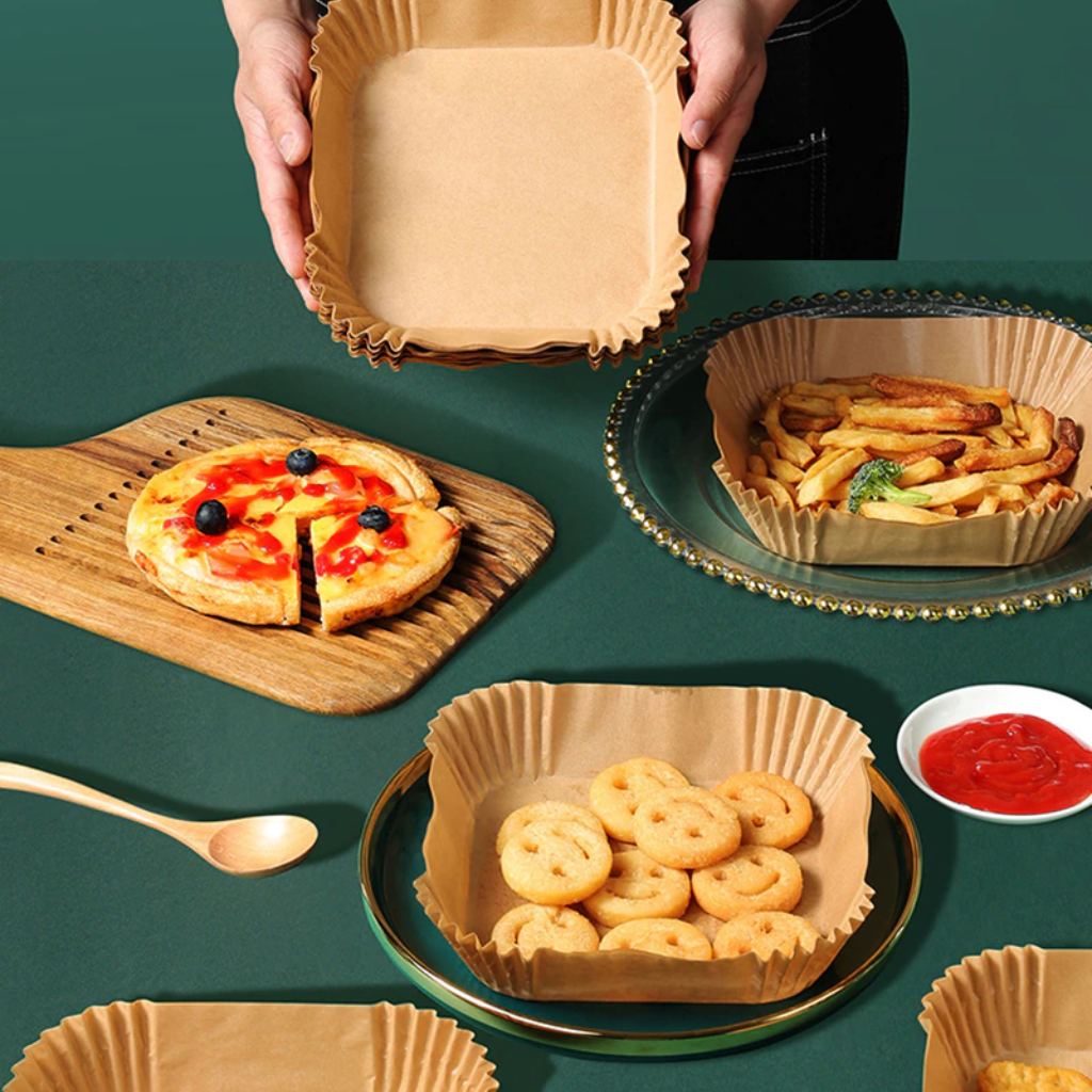 Bộ 50 khay giấy lót chống dính nồi chiên không dầu hình vuông Lafonte 004350-BRO - Hàng chính hãng