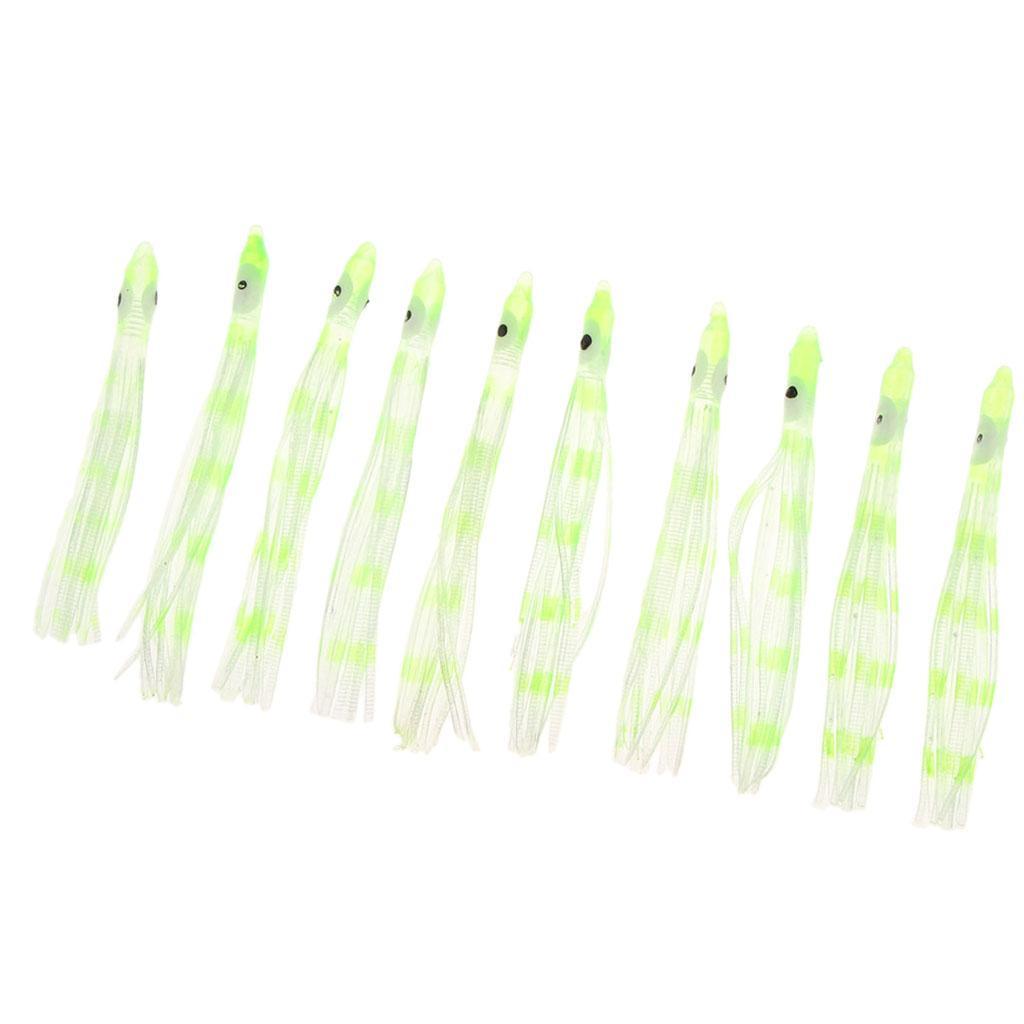 30pcs Artificial Squid Skirts Lures Saltwater Trolling Baits Green/Brown