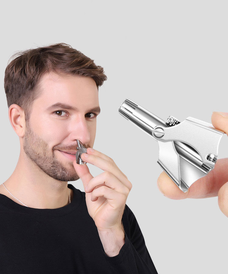 Dụng cụ cắt tỉa lông mũi bằng thép không gỉ lưỡi sắc bén hộp cao cấp an toàn tiện lợi kèm cọ vệ sinh