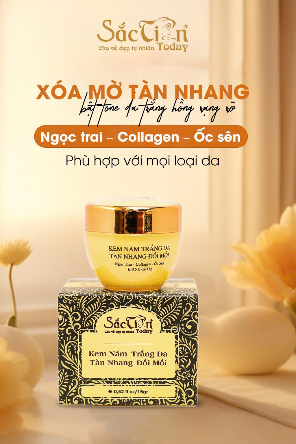 Kem nám trắng da tàn nhang đồi mồi 15g Sắc Tiên Today (hộp đen)