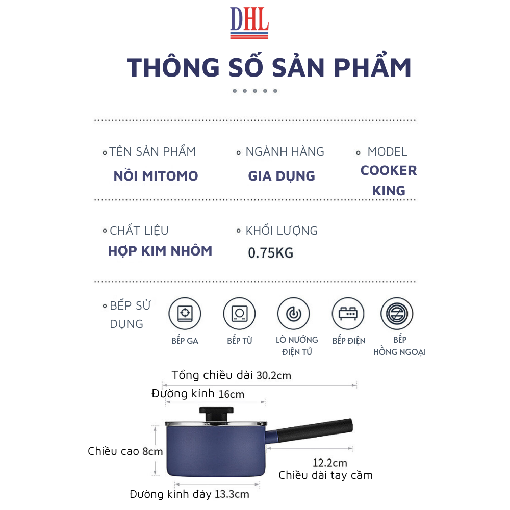 Quánh chống dính vân đá cao cấp hàn quốc Mitomo Cooker King siêu bền - Hàng chính hãng