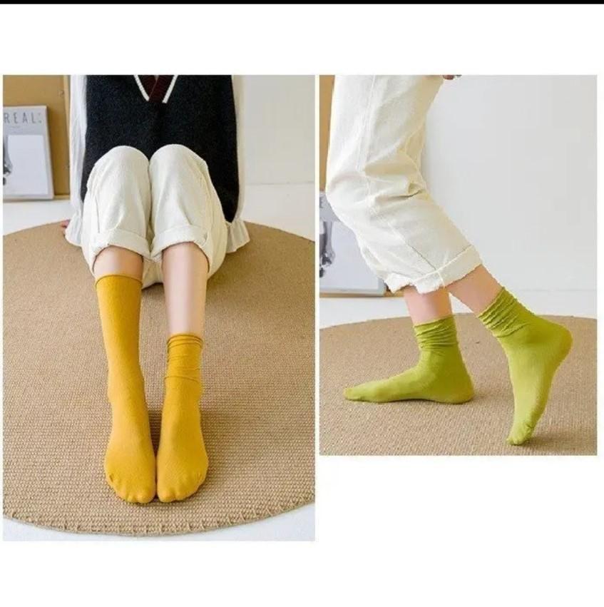 Tất, Vớ Nhún cao cổ cho nữ Phong Cách Vintage HànQuốc, gân tăm thông khí thoáng mát mùa hè,nhiều màu sắc